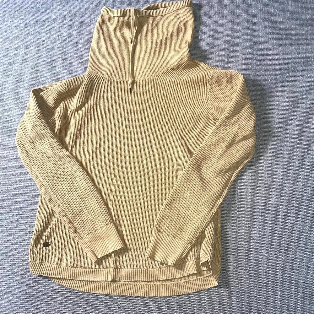 Lauren Ralph Lauren Sweater Womens Medium Beige Tight Knit Ribbed Cowl Neck